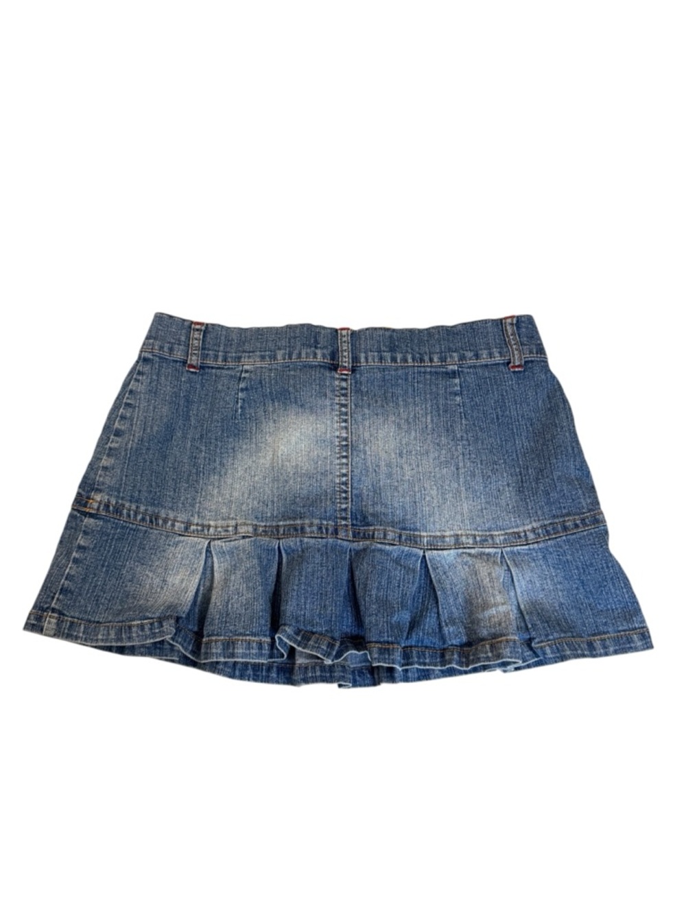 Y2K Mossimo Supply Co. Blue Denim Pleated-Hem Mini Skirt - Picture 5 of 6